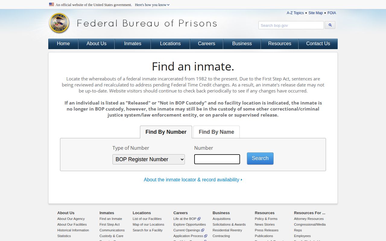 BOP locator for federal inmates released in Oklahoma